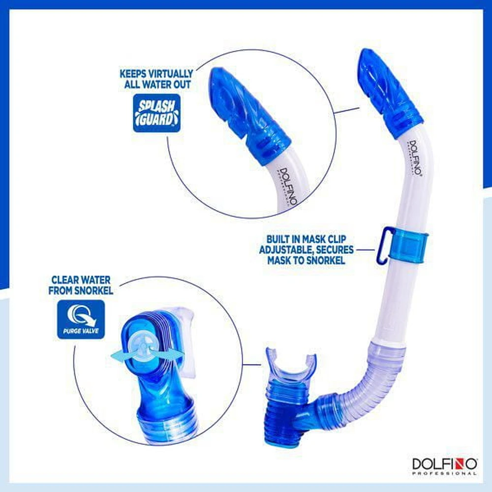 Dolfino Pro Manta Pro Youth Mask and Snorkel Combo - Blue / White