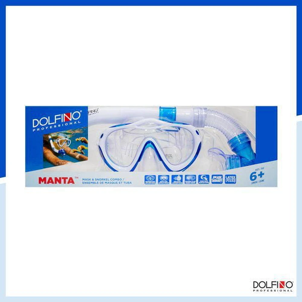 Dolfino Pro Manta Pro Youth Mask and Snorkel Combo - Blue / White