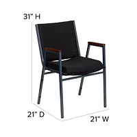 4 Pk. HERCULES Series Heavy Duty Black Dot Fabric Stack Chair with Arms