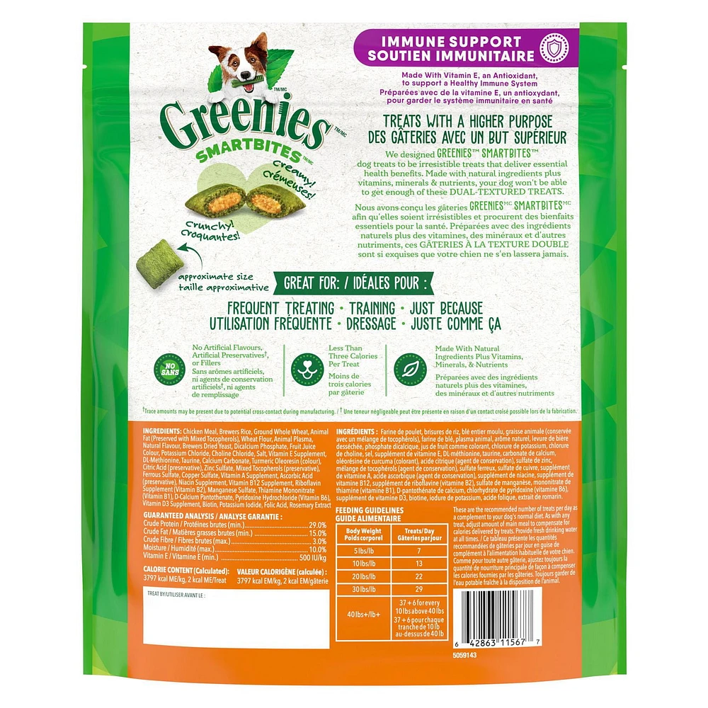Gâteries pour chiens adultes GREENIES SMARTBITES saveur de poulet 794 g
