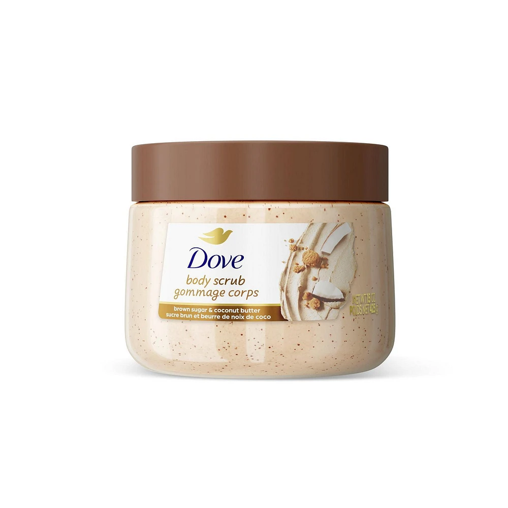 Dove Gommage pour le corps pour une peau soyeuse et lisse, au sucre brun et au beurre de noix de coco exfolie et restaure les nutriments naturels de la peau, 425g 425g