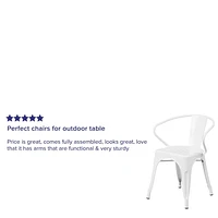 Commercial Grade 4 Pack White Metal Indoor-Outdoor Chair with Arms