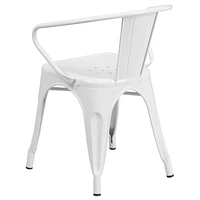 Commercial Grade 4 Pack White Metal Indoor-Outdoor Chair with Arms