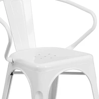 Commercial Grade 4 Pack White Metal Indoor-Outdoor Chair with Arms