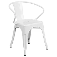 Commercial Grade 4 Pack White Metal Indoor-Outdoor Chair with Arms