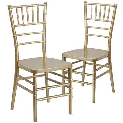 2 Pk. HERCULES PREMIUM Series Gold Resin Stacking Chiavari Chair