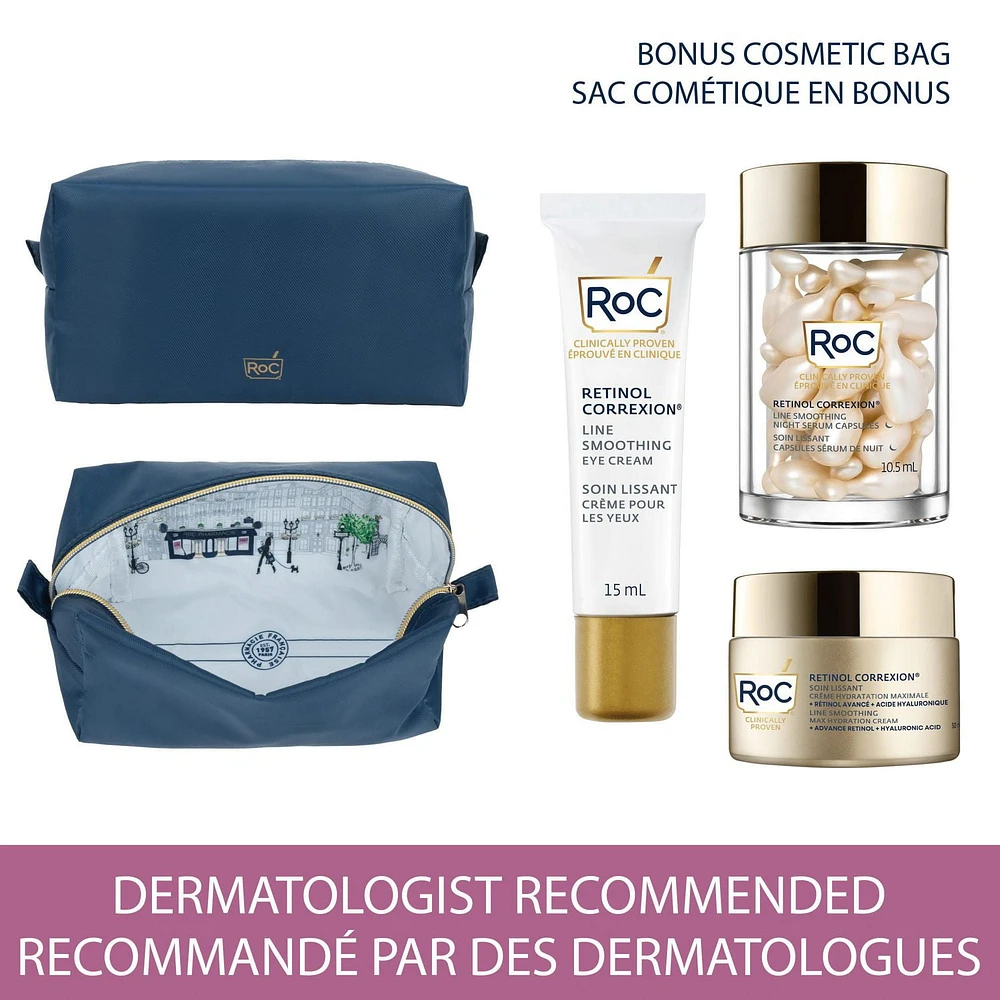 RoC Skincare - Retinol Correxion®️ - Line Smoothing Regiment Kit & BONUS Cosmetic Bag