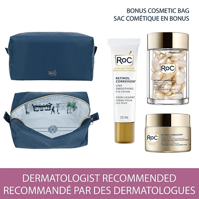 RoC Skincare - Retinol Correxion®️ - Line Smoothing Regiment Kit & BONUS Cosmetic Bag