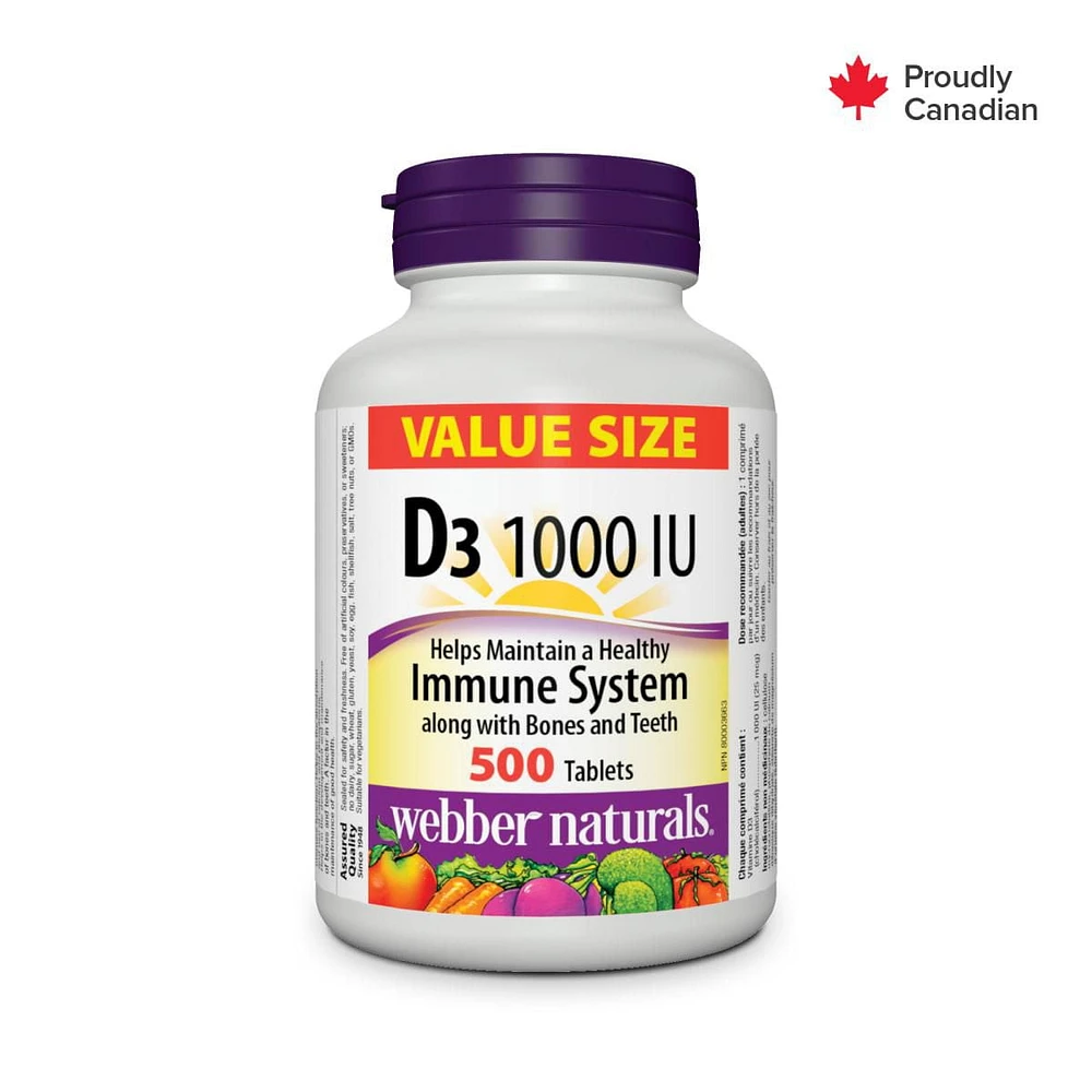 Webber Naturals D3 1000 IU, 500 Tablets