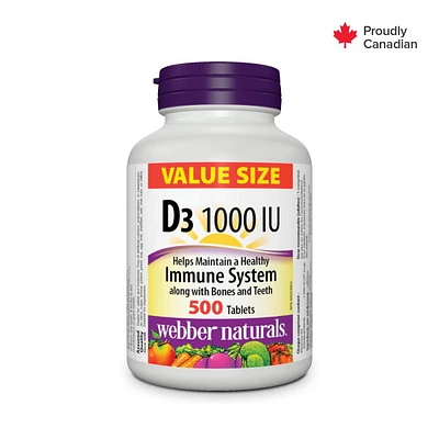 Webber Naturals D3 1000 IU, 500 Tablets