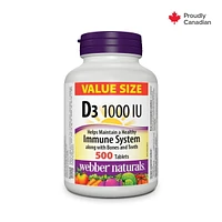 Webber Naturals D3 1000 IU, 500 Tablets