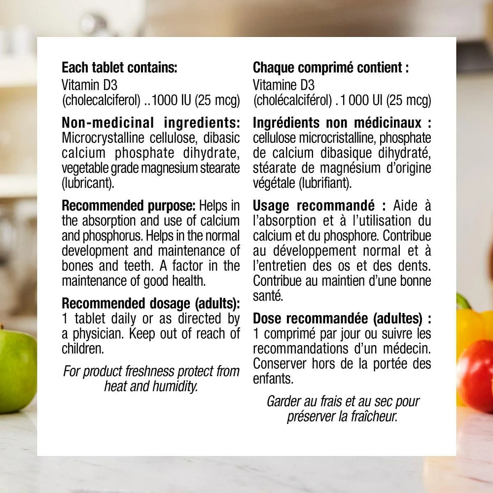 Webber Naturals D3 1000 IU, 500 Tablets