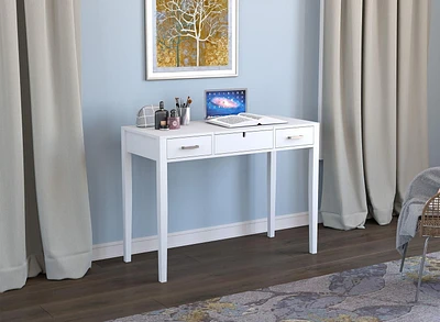 Safdie & Co. Vanity Desk Table Multifunctional 40inch White with 2 Drawers and 1 Foldable Mirror for Living Room, Dressing Room or Bedroom