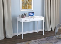 Safdie & Co. Vanity Desk Table Multifunctional 40inch White with 2 Drawers and 1 Foldable Mirror for Living Room, Dressing Room or Bedroom