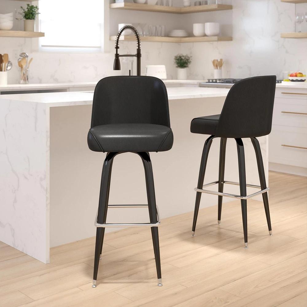 2 Pk. Metal Barstool with Swivel Bucket Seat