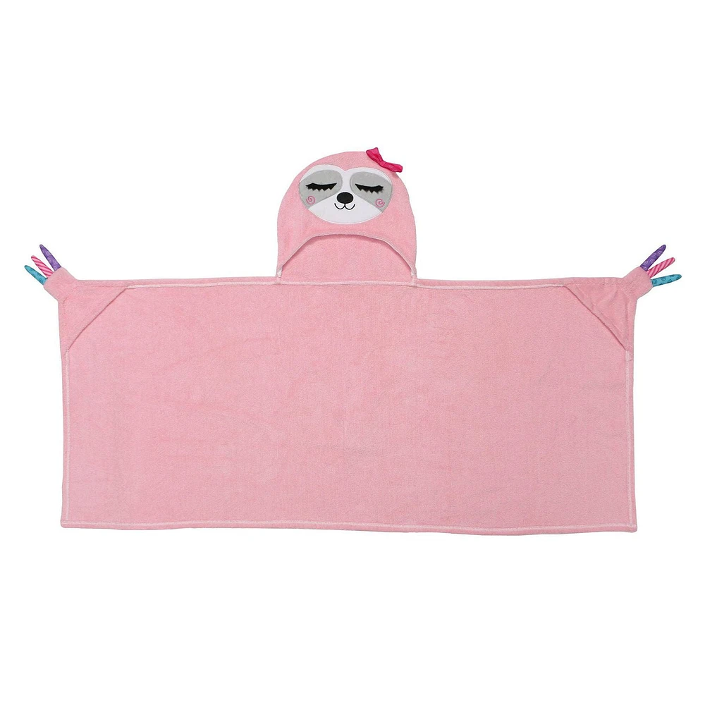 ZOOCCHINI - Toddler, Kids Plush Snow Terry Hooded Bath Towel - Swim Towel - Sadie the Sloth