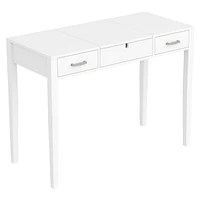 Safdie & Co. Vanity Desk Table Multifunctional 40inch White with 2 Drawers and 1 Foldable Mirror for Living Room, Dressing Room or Bedroom