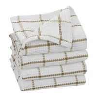 Serviettes à vaisselle FabStyles Solo gaufres, lot de 4, coton filé à l'anneau, lavable en machine, linges à vaisselle longue durée, torchons Tailles 12 x 12 po, ens. de 4