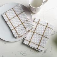 Serviettes à vaisselle FabStyles Solo gaufres, lot de 4, coton filé à l'anneau, lavable en machine, linges à vaisselle longue durée, torchons Tailles 12 x 12 po, ens. de 4
