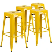 4 Pk. Commercial Grade 30" High Backless Metal Indoor-Outdoor Barstool with Square Seat