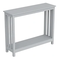 Safdie & Co. Entryway Console Sofa Couch Accent Table 39in L Light Grey with 1 Shelf for Living Room