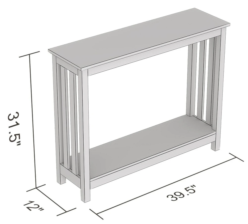 Safdie & Co. Entryway Console Sofa Couch Accent Table 39in L Light Grey with 1 Shelf for Living Room