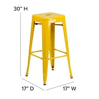 4 Pk. Commercial Grade 30" High Backless Metal Indoor-Outdoor Barstool with Square Seat