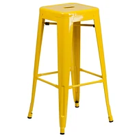 4 Pk. Commercial Grade 30" High Backless Metal Indoor-Outdoor Barstool with Square Seat