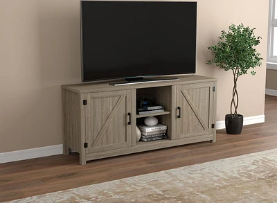 Safdie & Co. TV Stand Media Entertainment Unit 58in L Dark Taupe with 2 Closed Doors and 2 Shelves for Living Room