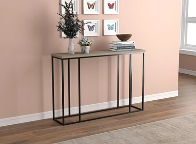 Safdie & Co. Entryway Console Sofa Couch Accent Table 47in L Dark Taupe with Black Metal for Living Room