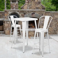 Commercial Grade 4 Pack 30" High White Metal Indoor-Outdoor Barstool with Back