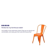 Commercial Grade 4 Pack Orange Metal Indoor-Outdoor Stackable Chair