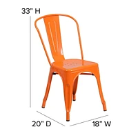 Commercial Grade 4 Pack Orange Metal Indoor-Outdoor Stackable Chair