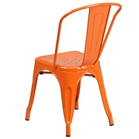 Commercial Grade 4 Pack Orange Metal Indoor-Outdoor Stackable Chair