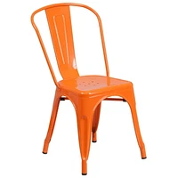 Commercial Grade 4 Pack Orange Metal Indoor-Outdoor Stackable Chair