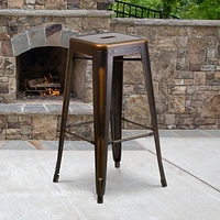 Commercial Grade 4 Pack 30" High Backless Distressed Copper Metal Indoor-Outdoor Barstool