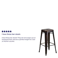 Commercial Grade 4 Pack 30" High Backless Distressed Copper Metal Indoor-Outdoor Barstool