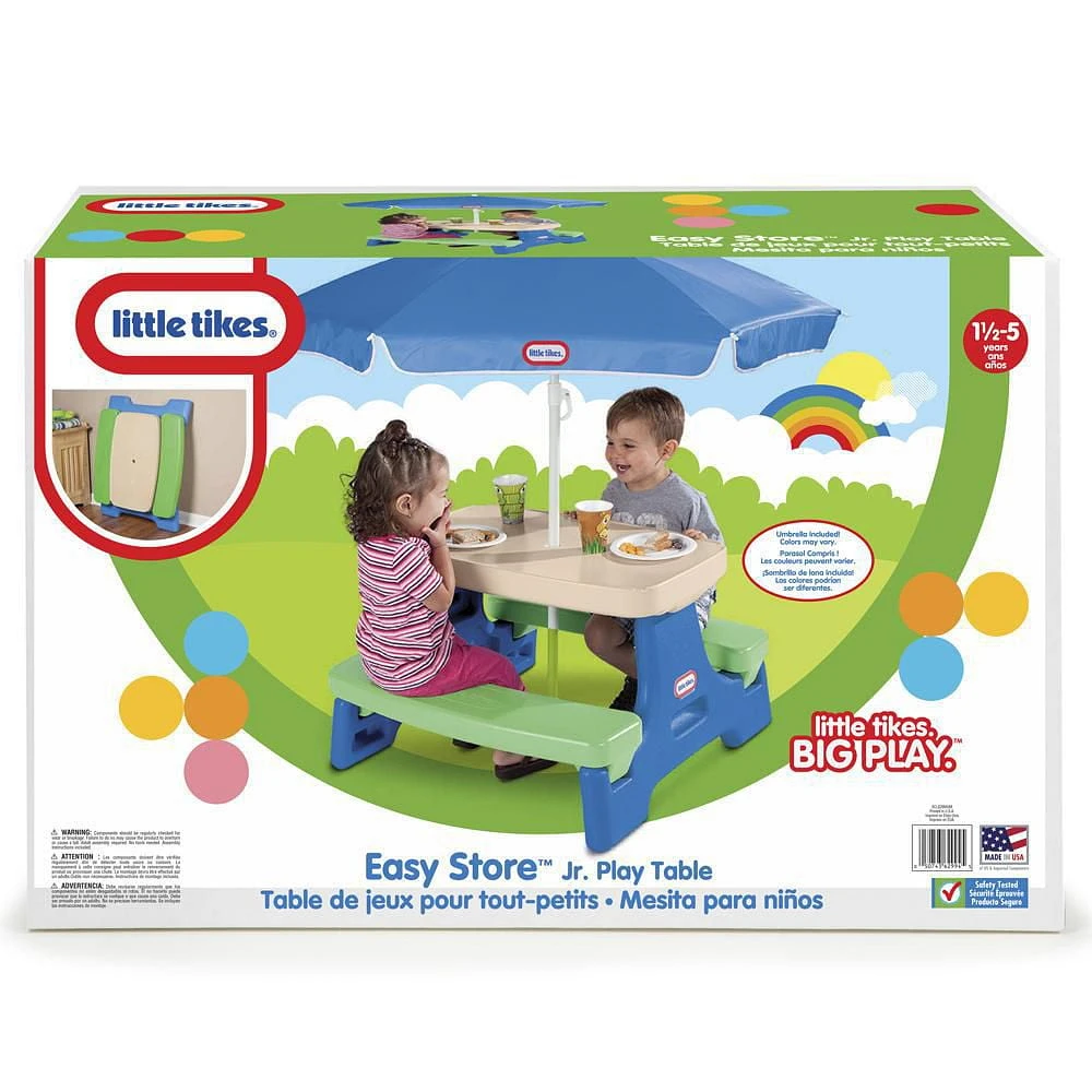 Little Tikes Easy Store Jr. Play Table with Umbrella - Blue\Green