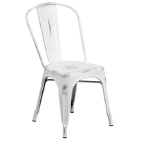 Commercial Grade 4 Pack Distressed Metal Indoor-Outdoor Stackable Chair