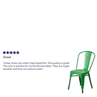 Commercial Grade 4 Pack Distressed Green Metal Indoor-Outdoor Stackable Chair