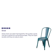 Commercial Grade 4 Pack Distressed Kelly Blue-Teal Metal Indoor-Outdoor Stackable Chair