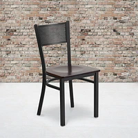 2 Pk. HERCULES Series Black Grid Back Metal Restaurant Chair