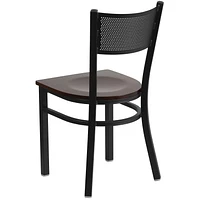 2 Pk. HERCULES Series Black Grid Back Metal Restaurant Chair