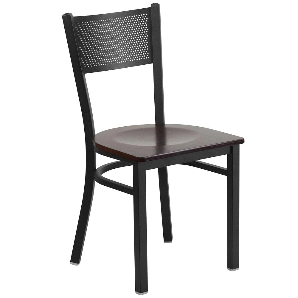 2 Pk. HERCULES Series Black Grid Back Metal Restaurant Chair