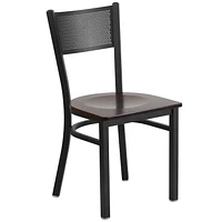 2 Pk. HERCULES Series Black Grid Back Metal Restaurant Chair