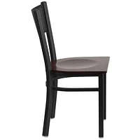 2 Pk. HERCULES Series Black Grid Back Metal Restaurant Chair