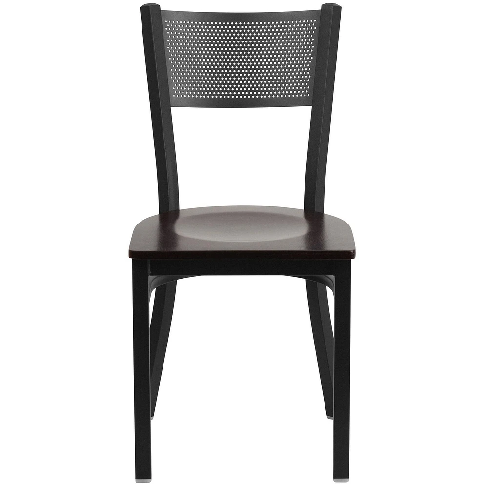 2 Pk. HERCULES Series Black Grid Back Metal Restaurant Chair