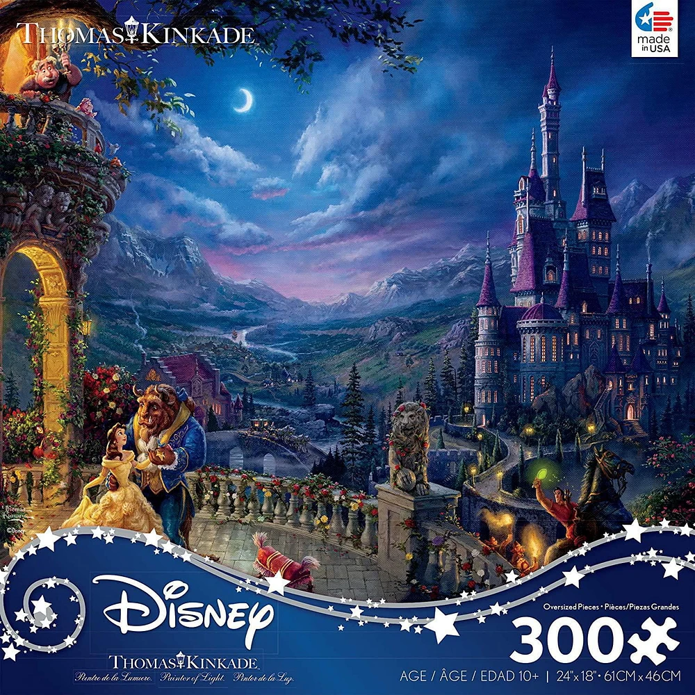 Ceaco Thomas Kinkade Disney 300-Piece Puzzle Beauty and The Beast in The Moonlight