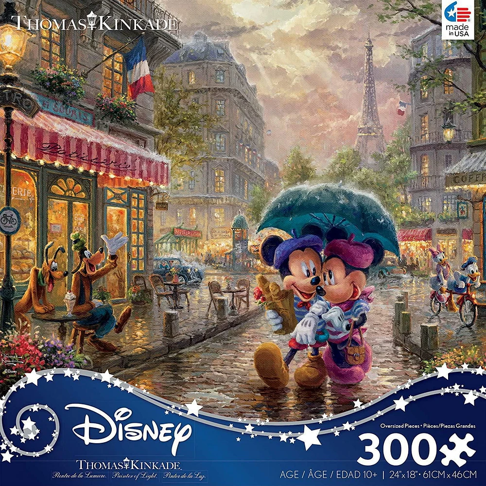 Ceaco Thomas Kinkade Disney 300-Piece Puzzle Mickey and Minnie in Paris