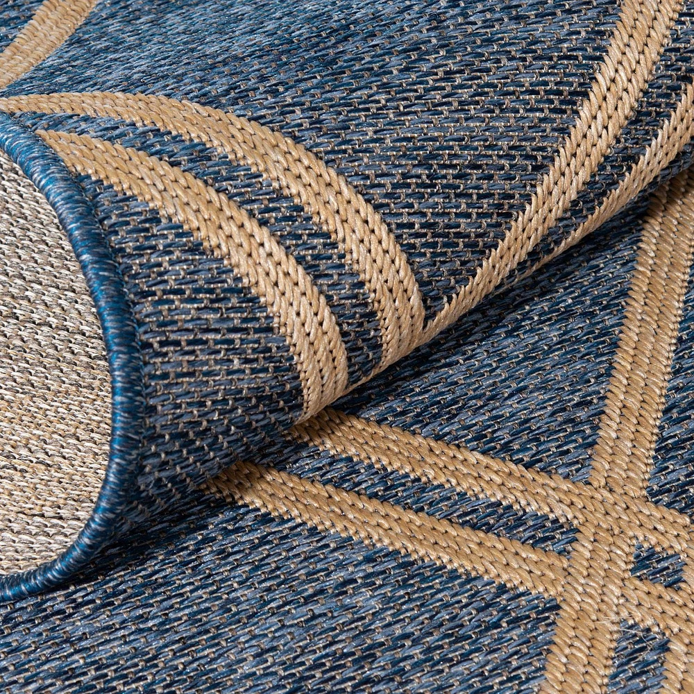 Smithleighs Cobalt Blue and Tan Woven Area Rug